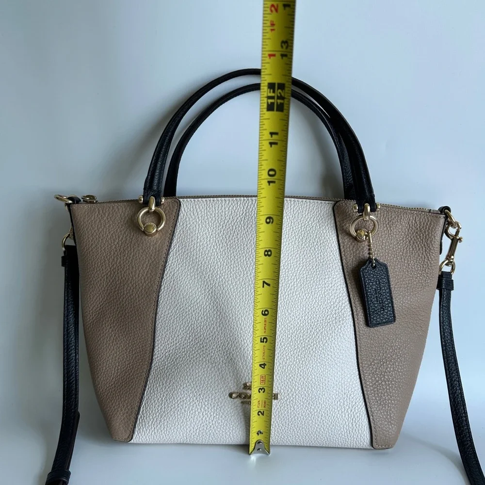 Coach Kacey Satchel Chalk Multi Pebbled Leather Bag Excellent